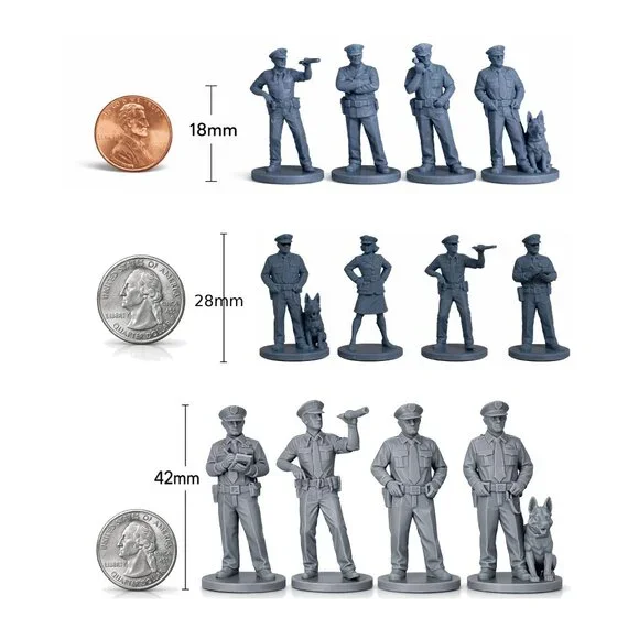 Police Figures – 8 Unpainted Resin Officers for Model Railroad & Dioramas 28mm - Picture 10 of 10